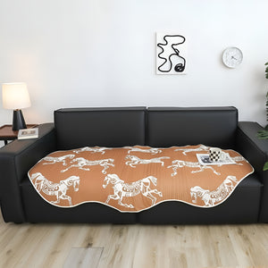 SOGA One-Seater Orange Horse Print 90x90cm Throw Blanket Sofa Cover
