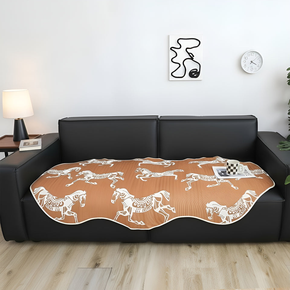 SOGA One-Seater Orange Horse Print 90x90cm Throw Blanket Sofa Cover