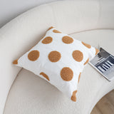 SOGA 2X Tufted Cushion 45cm White Brown Polka Dot Circle Pattern Decorative Throw Pillow