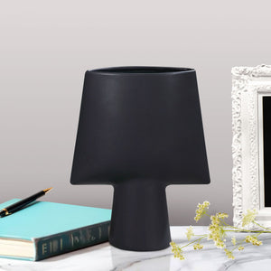 SOGA 2X 21x25.5cm Small Black Geometric Ceramic Vases – Decorative Flower Pots