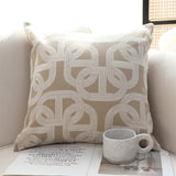 SOGA 50cm Throw Pillow Beige Interlocking Geometric Pattern Modern Accent for Home Décor