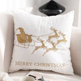 SOGA 2-Pack 45cm White & Gold Christmas Sleigh Throw Pillows