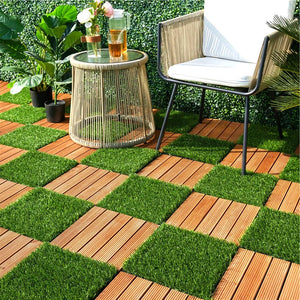 SOGA 11 pcs Coffee DIY Wooden Composite Decking Tiles Garden Outdoor Backyard Flooring Home Decor