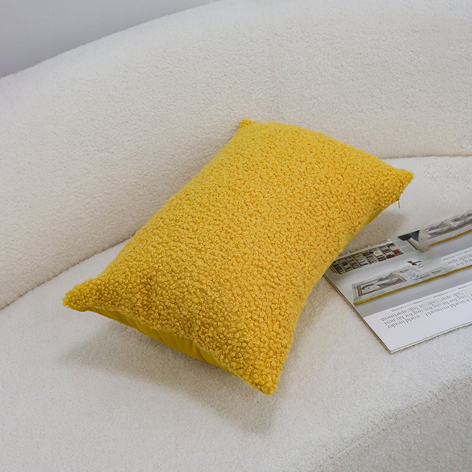 SOGA 2X Boucle Textured Cushion 30x50cm Mustard Yellow Soft Cozy Decorative Throw Pillow