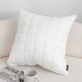 SOGA Quilted Cushion 50cm White Grid Pattern Soft Padded Decorative Throw Pillow