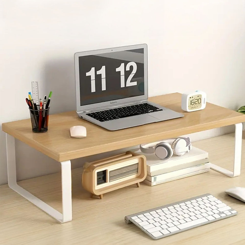 SOGA 50cm Wood Computer Monitor Elevated Stand Desktop Support Station Rack