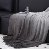 SOGA 127x170cm Star Grey Blanket – Gradient Tassel Throw for Cozy Home Comfort