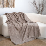 SOGA 130x190cm Misty Beige Blanket – Houndstooth Tassel Throw