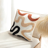 SOGA 2X 45cm Cream Black Geometric Squiggly Pattern Throw Pillow