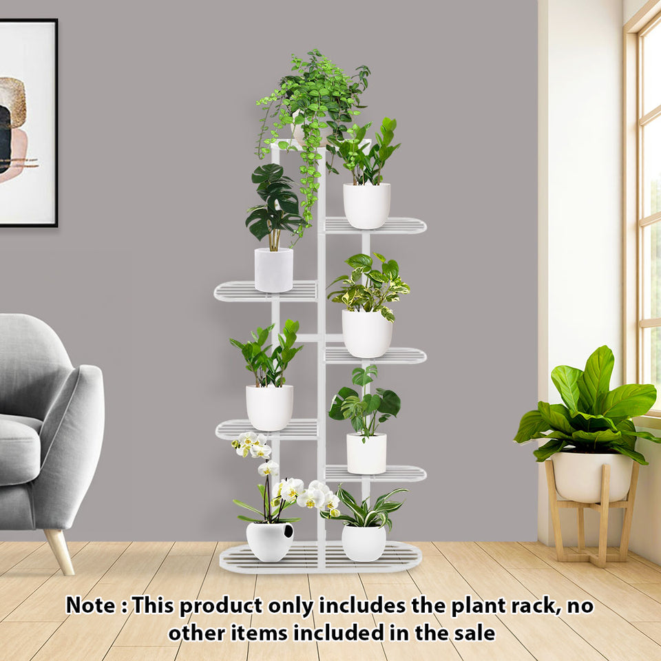 SOGA 7 Tier 8 Pots White Metal Plant Rack Flowerpot Storage Display Stand Holder Home Garden Decor