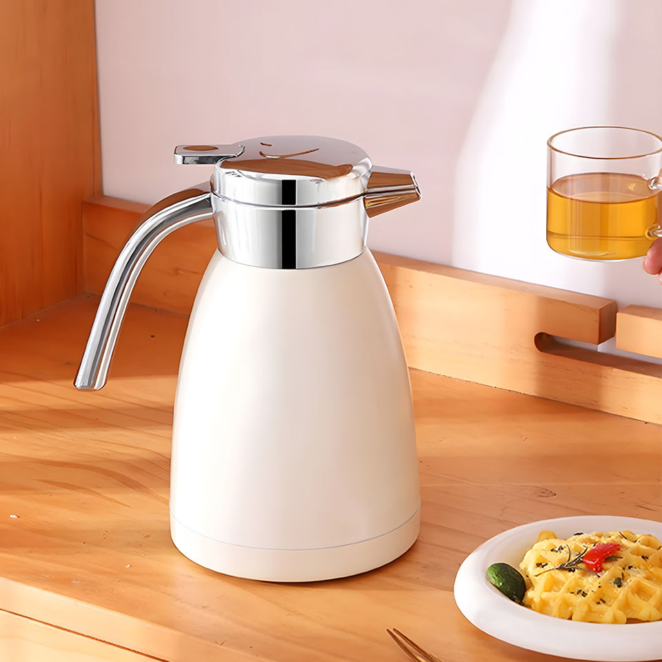SOGA 1.2L Stainless Steel Water Bottle Insulated Vacuum Flask Coffee Jug Thermal White