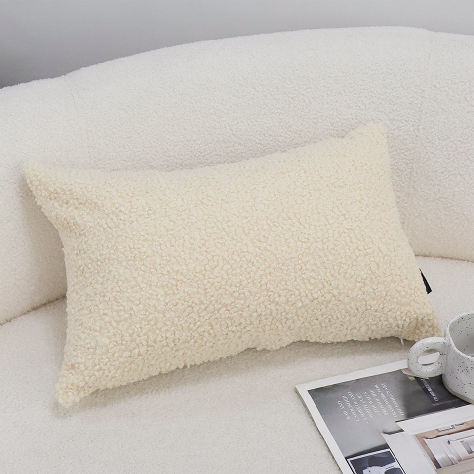 SOGA 2X 30cm Cream Boucle Textured Fluffy Decorative Throw Pillow