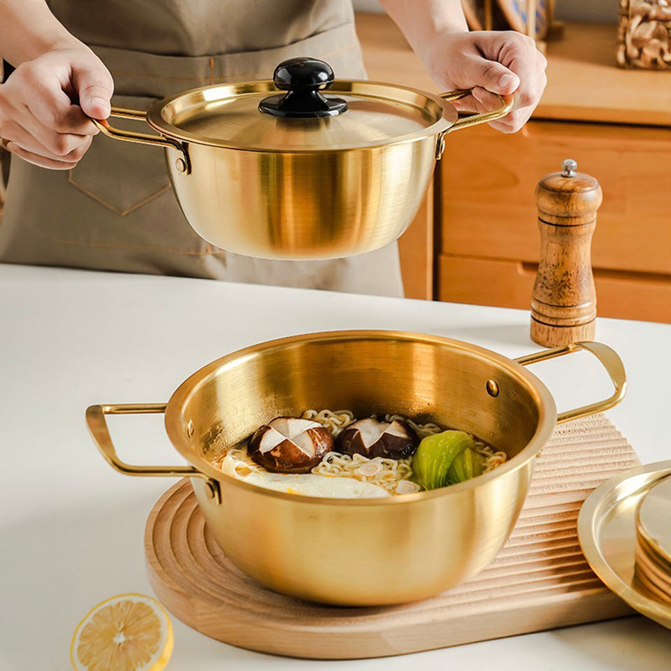 SOGA 16cm Vibrant Yellow Ramen Pot with Lid