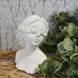 SOGA 36cm White Resin Sculpture Blindfold Lady Bust Design for Home Decor