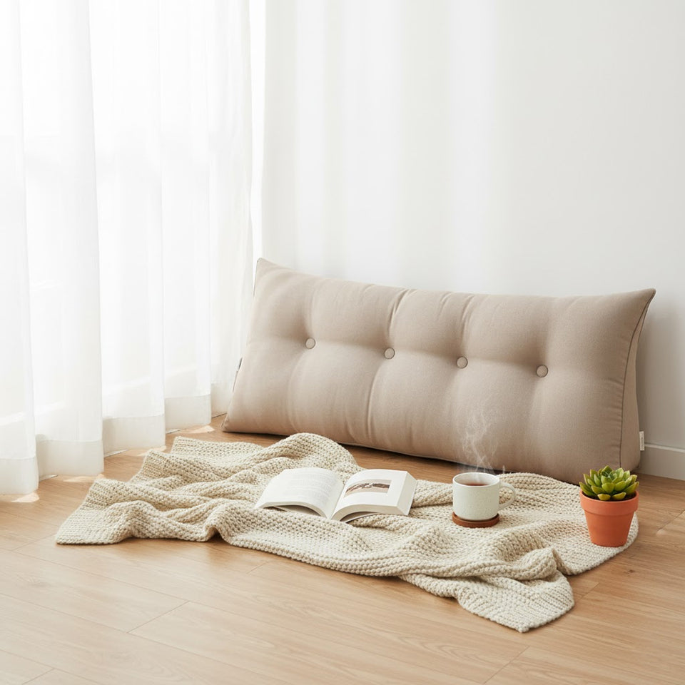 SOGA 2X 120cm Beige Triangular Wedge Bed Pillow Headboard Backrest Bedside Tatami Cushion Home Decor