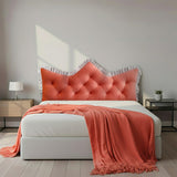 SOGA Home & Living Bundle – Pink Tufted Crown Pillow & Orange Acrylic Knitted Throw Blanket