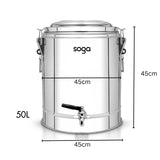 SOGA 2X 50L Stainless Steel Insulated Stock Pot Dispenser Hot & Cold Beverage Dispenser