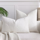 SOGA 2X 30cm White Textured Geometric Pattern Decorative Throw Pillow