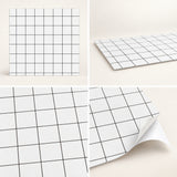 SOGA Peel & Stick Floor and Wall Tiles 60 x 60cm 10 Pack White Grid Tile Look