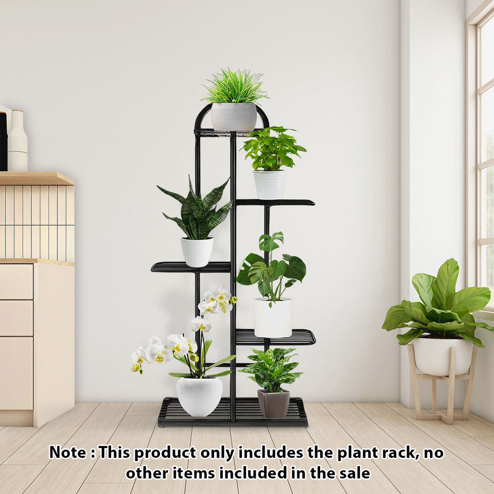 SOGA 5 Tier 6 Pots Black Metal Plant Stand Flowerpot Display Shelf Rack Indoor Home Office Decor