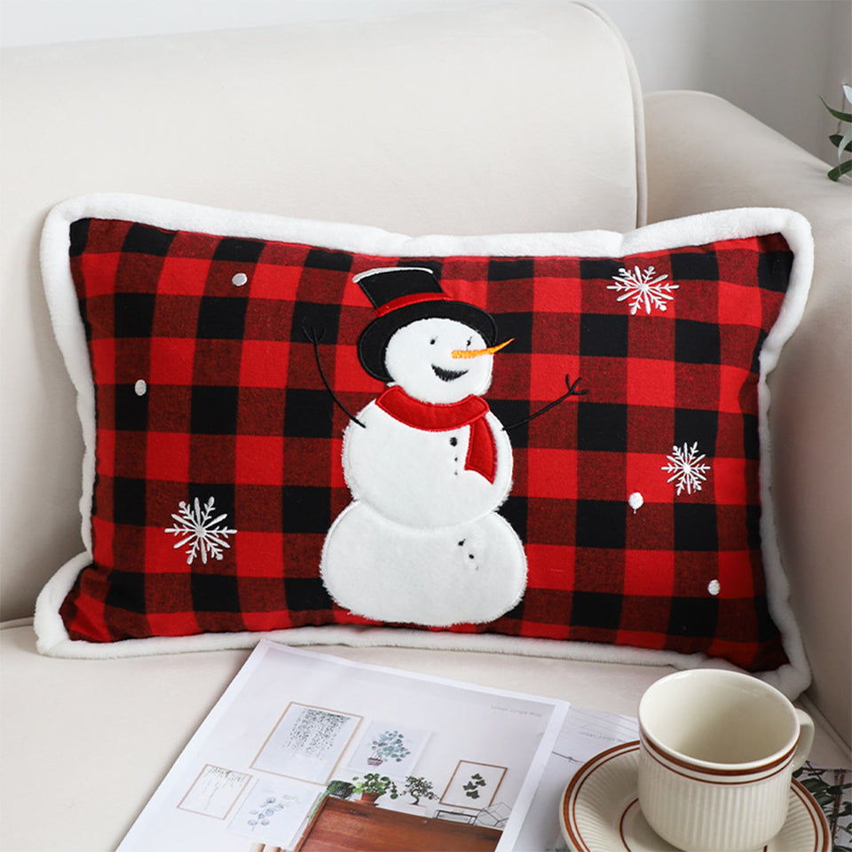 SOGA 30cm Red Christmas Snowman Lumbar Throw Pillow