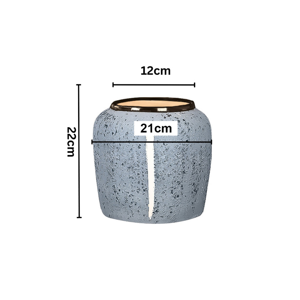 SOGA 21x22cm Grey Small Ceramic Flower Vase Elegant Living Room Home Decor