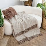 SOGA 160x200cm Coffee Blanket – Vintage Tassel Throw for Rustic Comfort