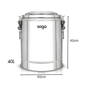 SOGA 40L Stainless Steel Insulated Stock Pot Hot & Cold Beverage Dispenser