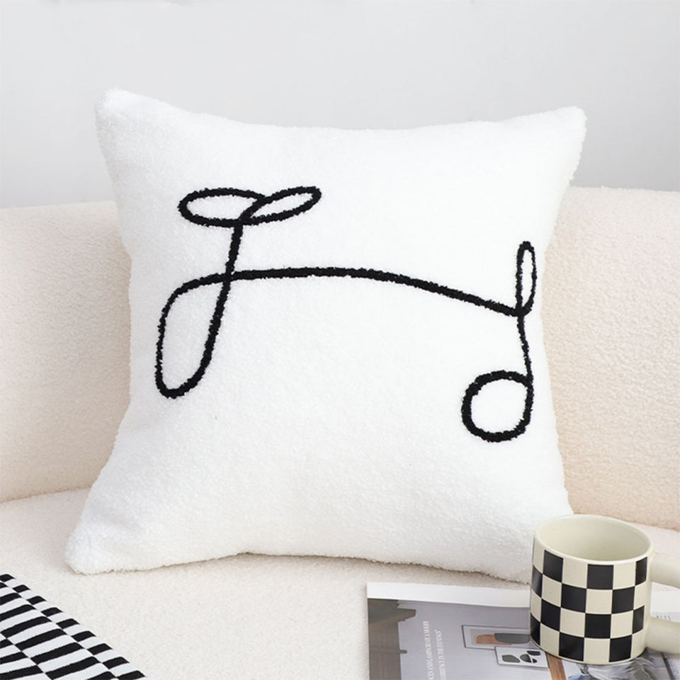 SOGA 2X 45cm Minimalist White Script Letter Embroidered Throw Pillow