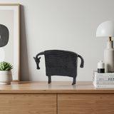 SOGA 24cm Black Cow Sculpture with Dotted Pattern in Resin for Modern Home Decor