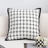 SOGA 2X 50cm Moroccan Black Cross Pattern Black Trim Decorative Throw Pillow