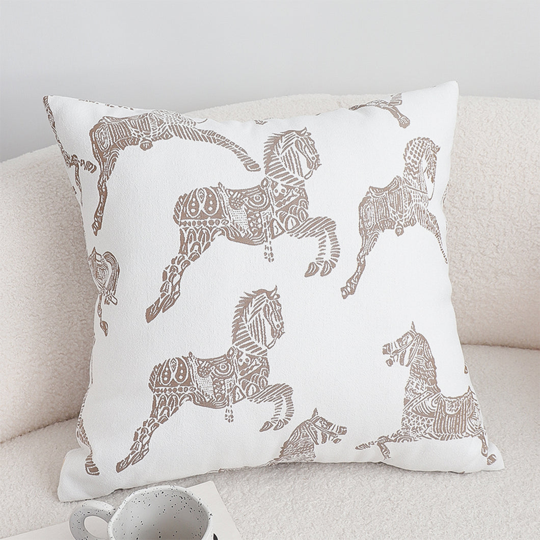 SOGA 2X 50cm White Decorative Horse Pattern Cushion Throw Pillow