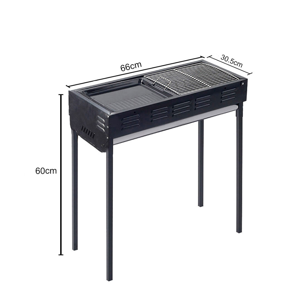 SOGA 2X 66cm Portable Folding Thick Box-Type Charcoal Grill for Outdoor BBQ Camping