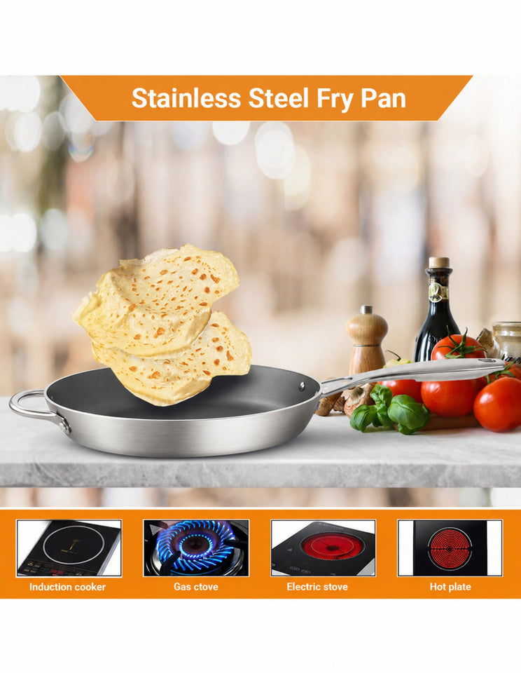 SOGA Stainless Steel Non-Stick Induction Fry Pan 36cm