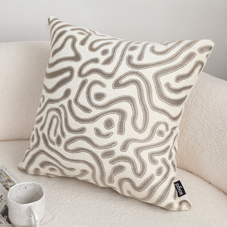 SOGA 2X 50cm Gray White Abstract Swirl Pattern Decorative Throw Pillow