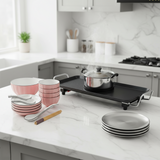 SOGA Kitchenware Bundle – Electric Steamboat Hot Pot, Pink Ceramic Dinnerware & Silver Grilling Plate