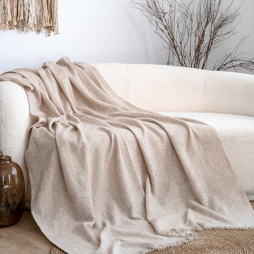 SOGA 130x190cm Earth Tone Blanket – Houndstooth Tassel Throw