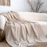 SOGA 130x190cm Earth Tone Blanket – Houndstooth Tassel Throw