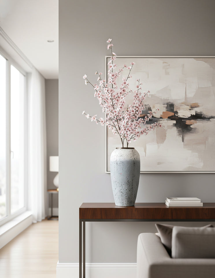 SOGA 35x17cm White and Grey Large Ceramic Flower Vase Elegant Living Room Home Decor