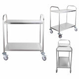 SOGA 2 Tier Stainless Steel Round Kitchen Trolley 86x54x94cm