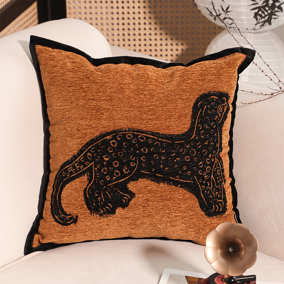 SOGA 2X 45cm Stylish Golden Yellow Black Leopard Pattern Throw Pillow