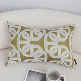 SOGA 35cm Artistic Olive Green White Geometric Pattern Throw Pillow