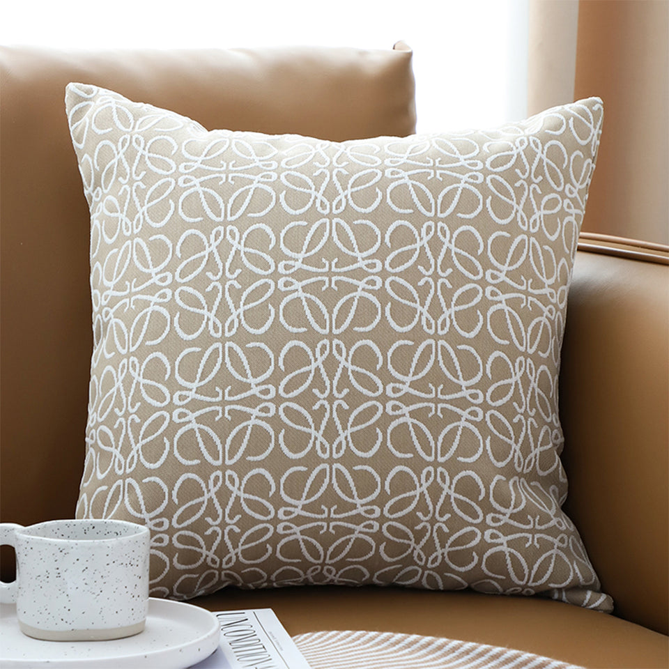 SOGA 50cmThrow Pillow White and Beige Geometric Pattern Accent for Home Decor