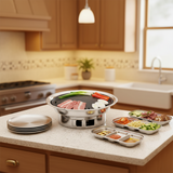 SOGA Kitchenware Bundle – Silver Grilling Plate, Divided Sauce Pan & Portable Charcoal BBQ Grill