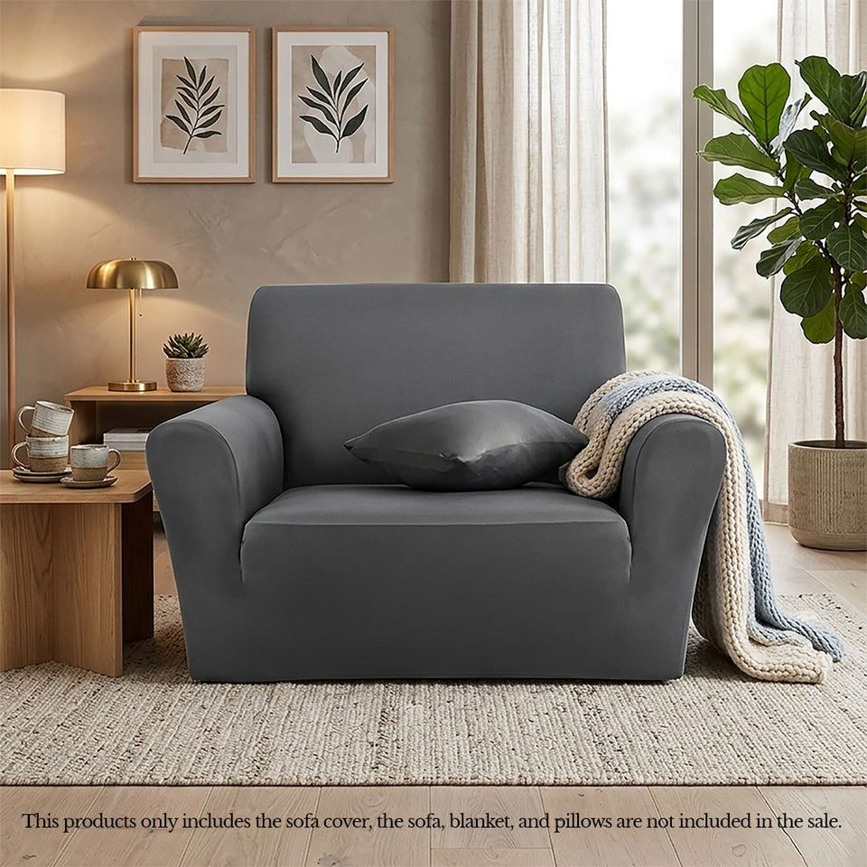 SOGA 1-Seater Grey Sofa Cover Couch Protector High Stretch Lounge Slipcover Home Decor