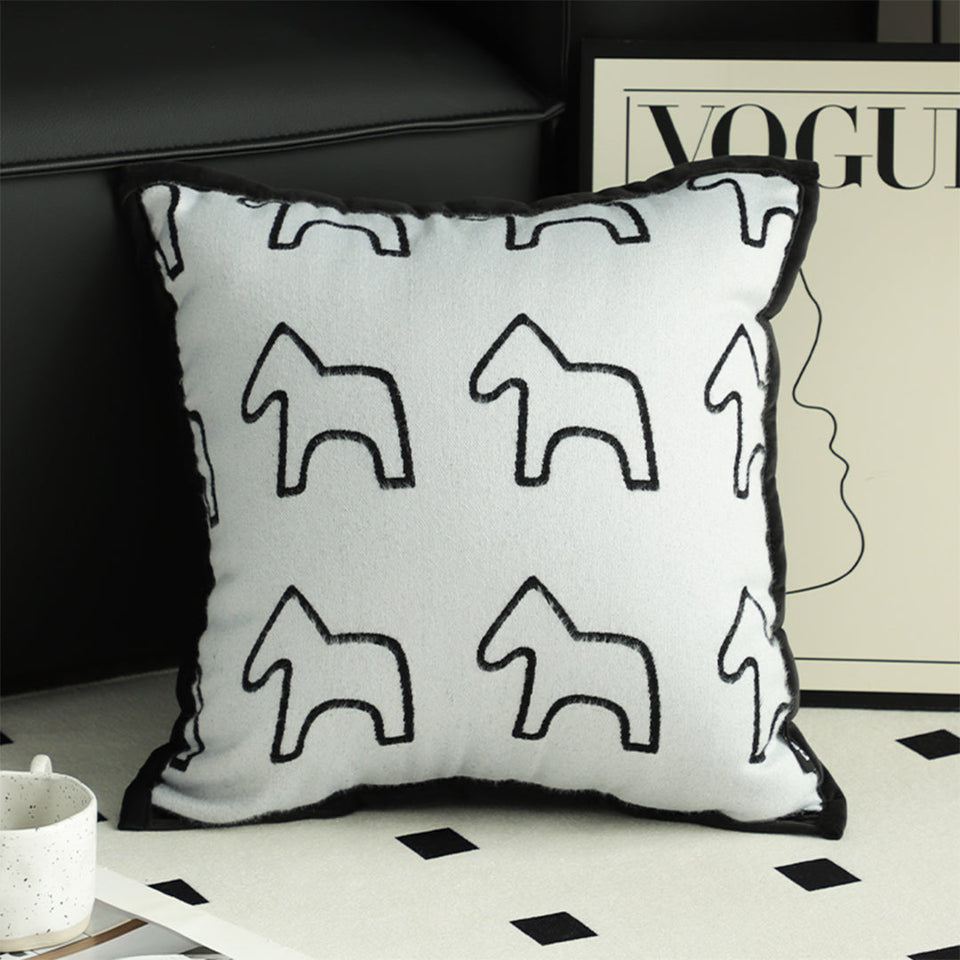 SOGA 2-Pack 45cm White Teddy Fleece Pony Design Throw Pillows