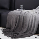 SOGA 2X 127x170cm Star Grey Blanket – Gradient Tassel Throw for Cozy Home Comfort