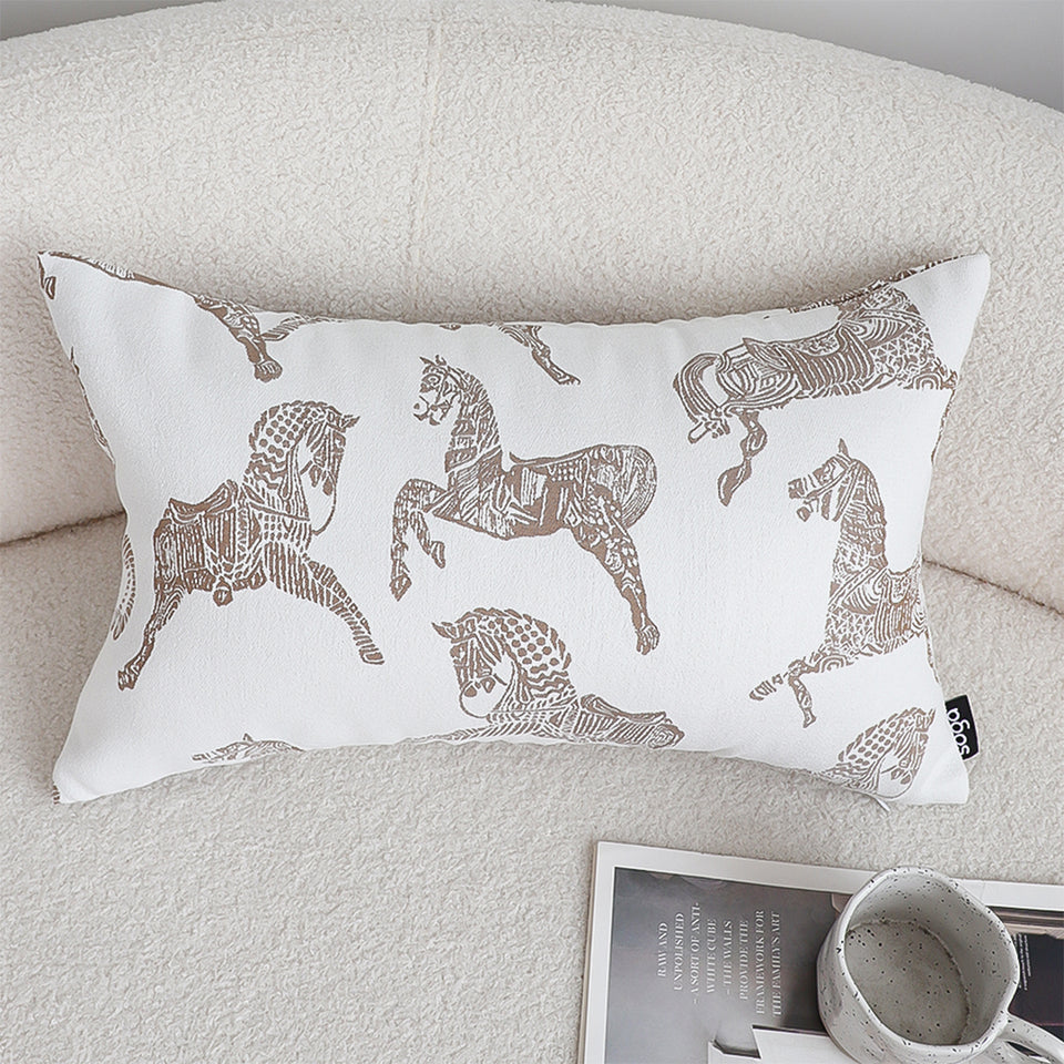 SOGA 35cm White Decorative Horse Pattern Cushion Throw Pillow