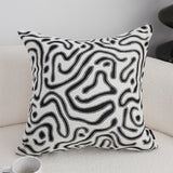 SOGA 50cm Black White Abstract Swirl Pattern Decorative Throw Pillow