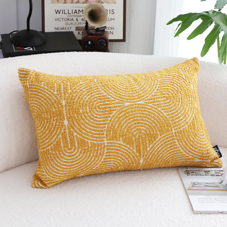 SOGA 2X 35cm Mustard Yellow Throw Pillow Geometric Indoor and Outdoor Corded for Home Decor